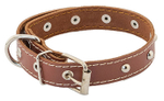 Ошейник Боттега из кожи простроченный коричневый для собак 25 мм обхват шеи 39-49 см.
