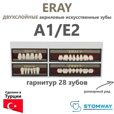 Eray (гарнитур 28 зубов, A1/E2) зубы искусственные акриловые двухслойные