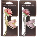 Заколка-краб для волос «PORTOFINO», цветок и бабочка, цвет золото и хром, 11*4см