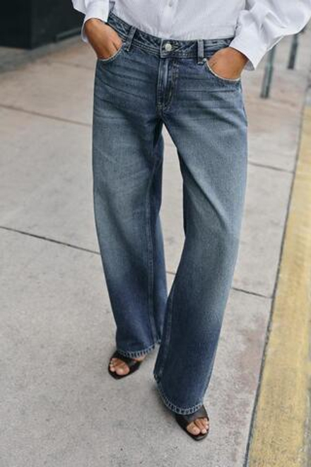 ZARA ДЖИНСЫ Z1975 ПРЯМОГО КРОЯ С НИЗКОЙ ПОСАДКОЙ, СИНИЙ