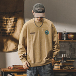 Лонгслив мужской с принтом на спине ,трикотажный 350 г, сезон осень/зима,