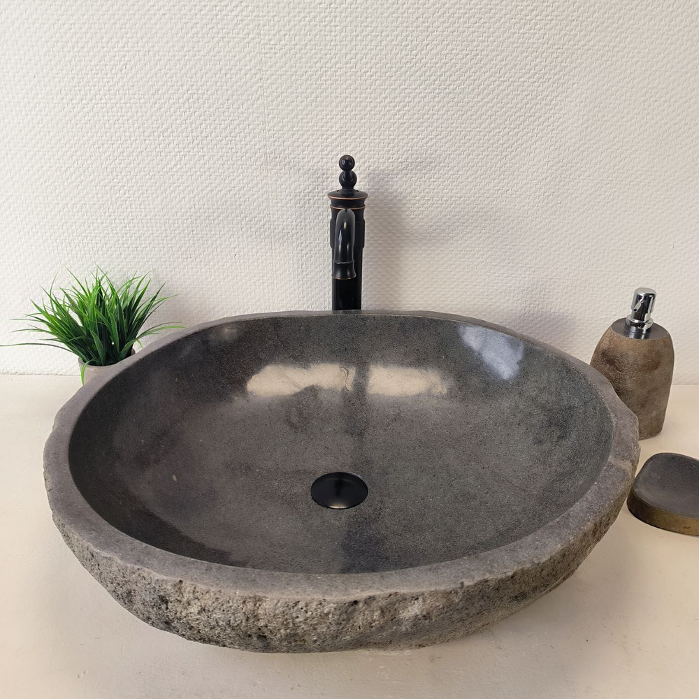 Раковина из речного камня RS-66039 61х54х15 из натурального камня