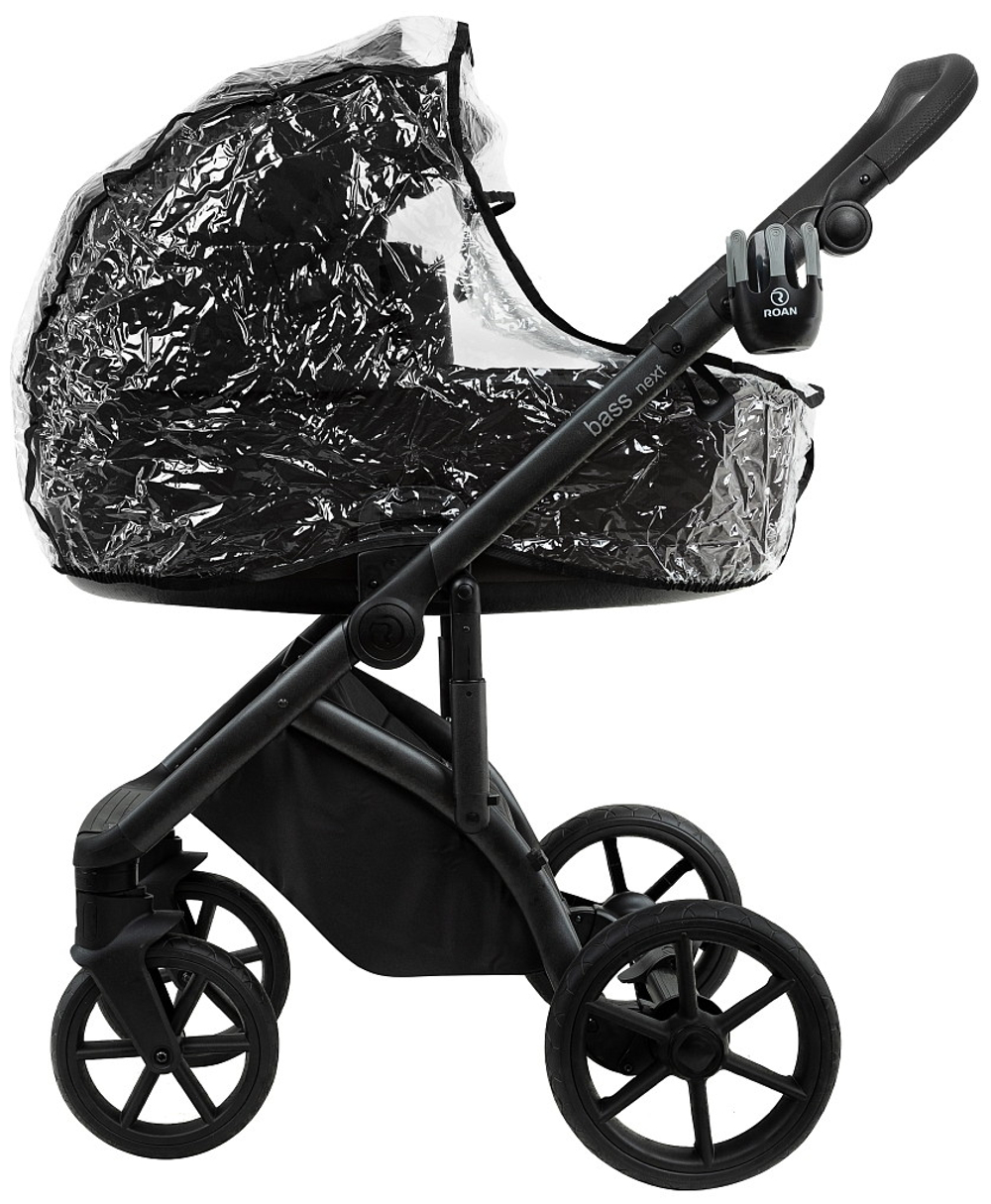 Детская коляска Roan Bass Next 2.0 3 в 1 с автокреслом Pituso Baesa Pro Black BSN/40/2 Caviar Black/Black/руч.Black