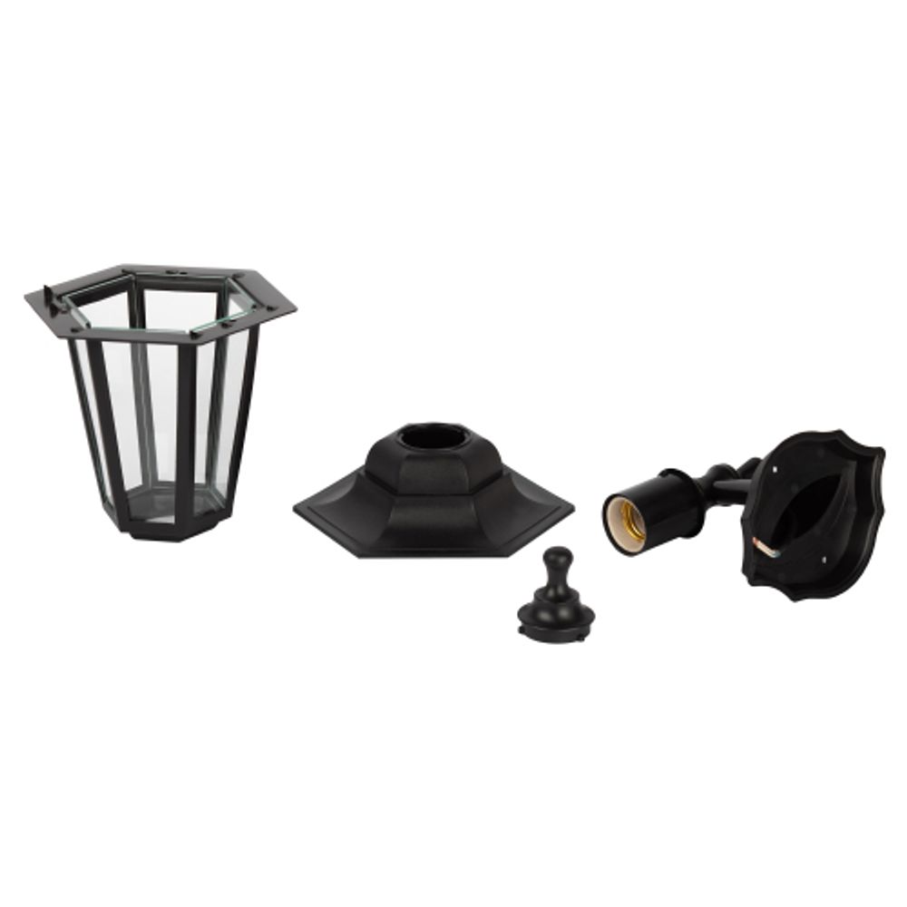 Садово-парковый светильник ЭРА НБУ 06-60-001 черный 6 гранный настенный IP44 Е27 max60Вт | Садово-парковые светильники