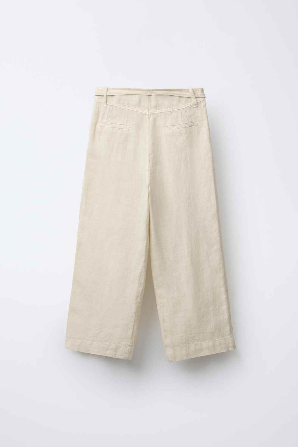 ZARA ПЛИССИРОВАННЫЕ БРЮКИ Из 100% ЛЬНА, КРЕМОВЫЙ