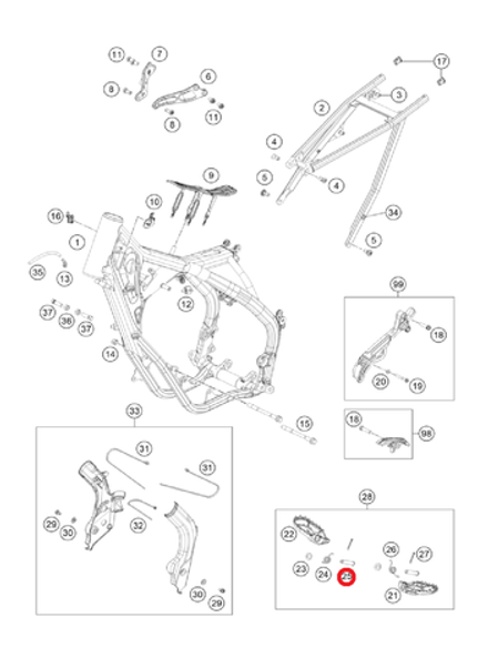 Палец подножек KTM, HQV, GASGAS 51.9X9.8mm