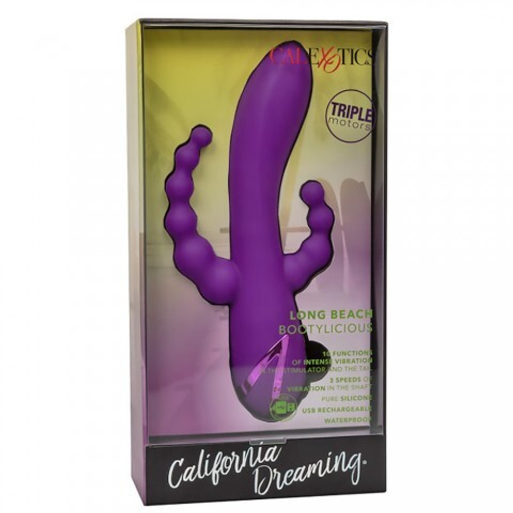 Вибромассажер с тройной стимуляцией CalExotics California Dreaming Long Beach Bootylicious (11.5 см х 3.25 см)