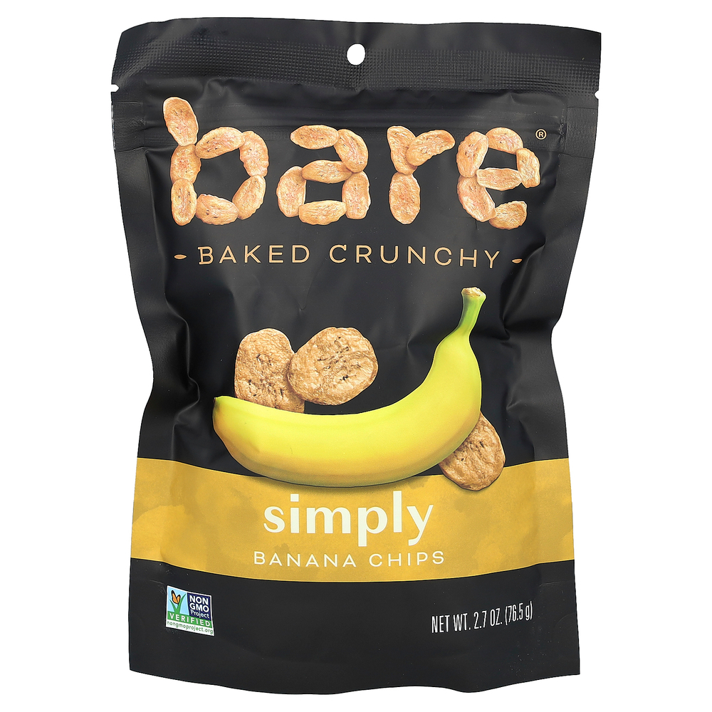 Bare Snacks, Baked Crunchy, банановые чипсы, просто, 76,5 г (2,7 унции)