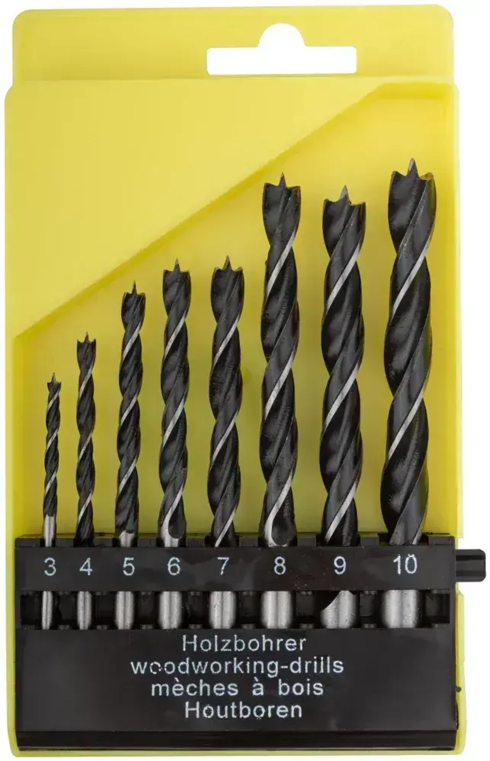 FIT Сверла по дереву набор 8 шт. 3, 4, 5, 6, 7, 8, 9, 10 мм цилиндрический хвостовик