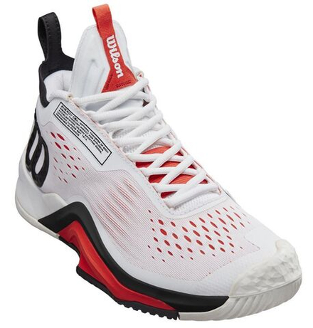 Мужские кроссовки теннисные Wilson Rush Pro Tour MID - white/black/poppy red