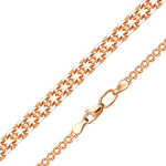 Цепь из красного золота с алмазной гранью (плетение «Бисмарк двойной якорь»)