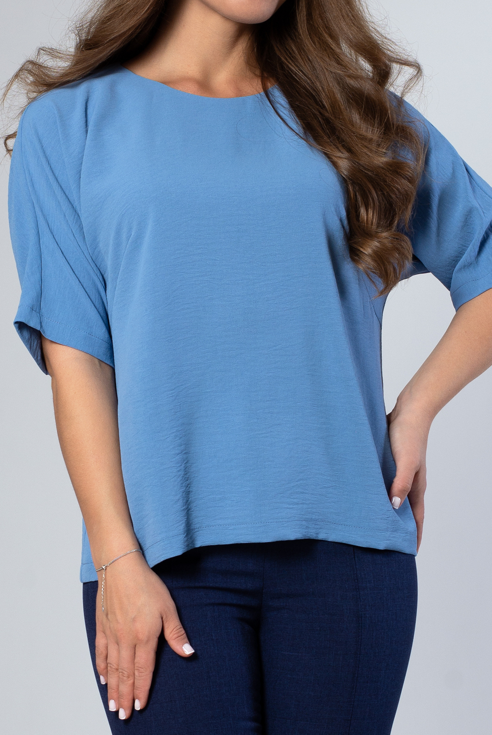 Блузка женская 2165ЮПБ, Серо-голубой #30СГ092165ЮПБ