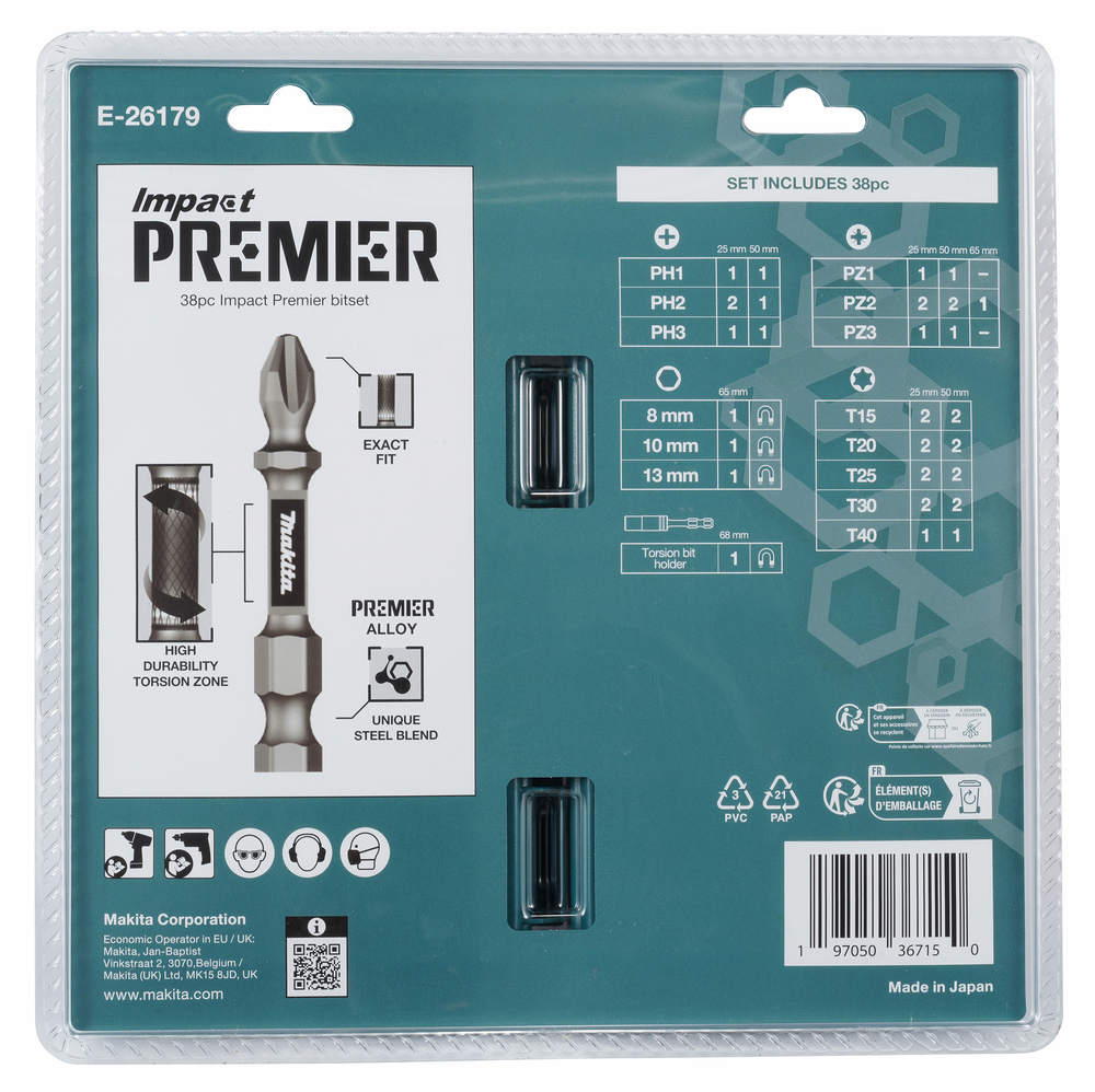 Набор бит Impact Premier 38 штук Makita E-26179