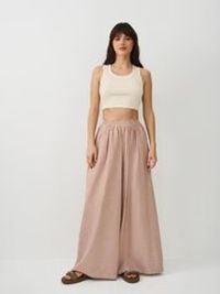 Брюки с эластичным поясом "Полоска Терракот" женские