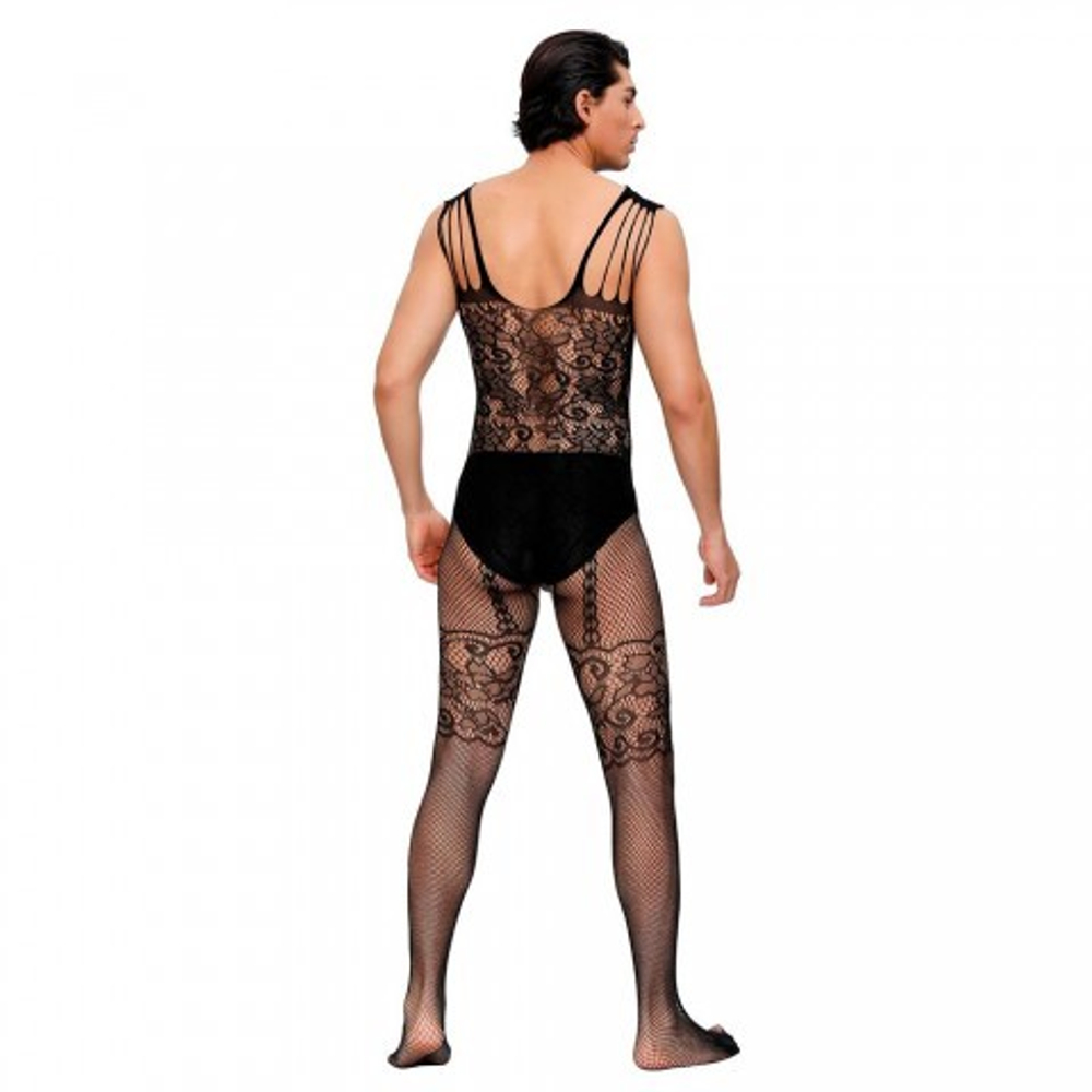 Боди сетка с цветочным принтом с чулками для мужчин (OS)