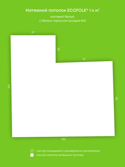 Матовый натяжной потолок 1.4 м2
