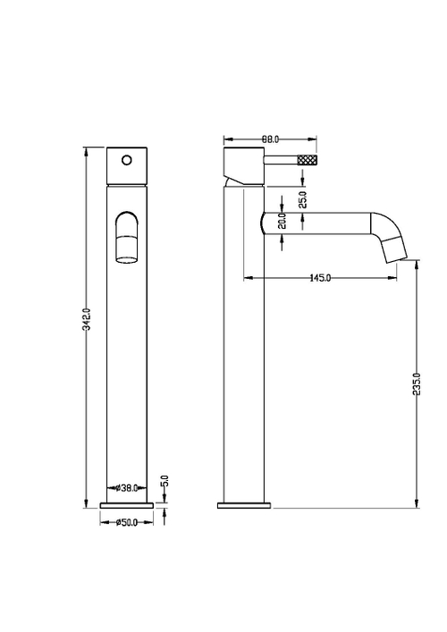 Boheme Смеситель для умывальника высокий, Uno. Shine Gun Metall