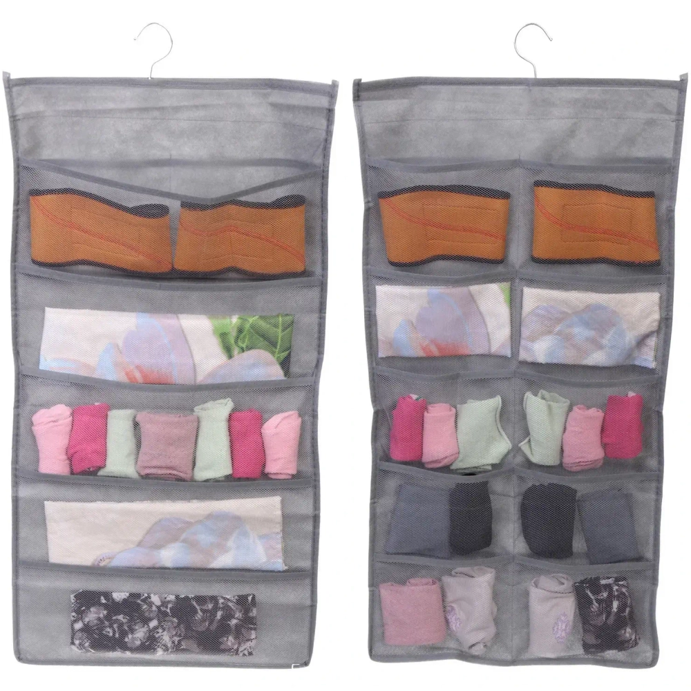 Органайзер двухсторонний подвесной для хранения вещей с крючком «ИДЕЯДОМА», цвет серый, 15 карманов, 75*39см