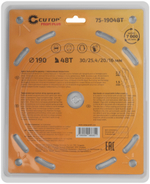 Диск пильный по дереву с тефлоновым покрытием 48Т, CUTOP Profi plus, 190 х 1,5/2,2 х 30/25,4/20/16 мм 75-19048Т