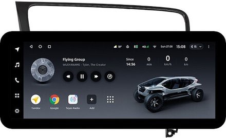 Магнитола для Volkswagen Golf 7 2012-2020 (рамка черный глянец) - Teyes LUX ONE ROUND монитор 12.3" 2K QLED на Android 10, CarPlay, 4G SIM-слот