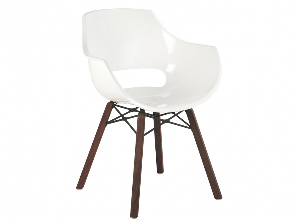 Кресло пластиковое Papatya Opal Wox Iroko, натуральный, белый