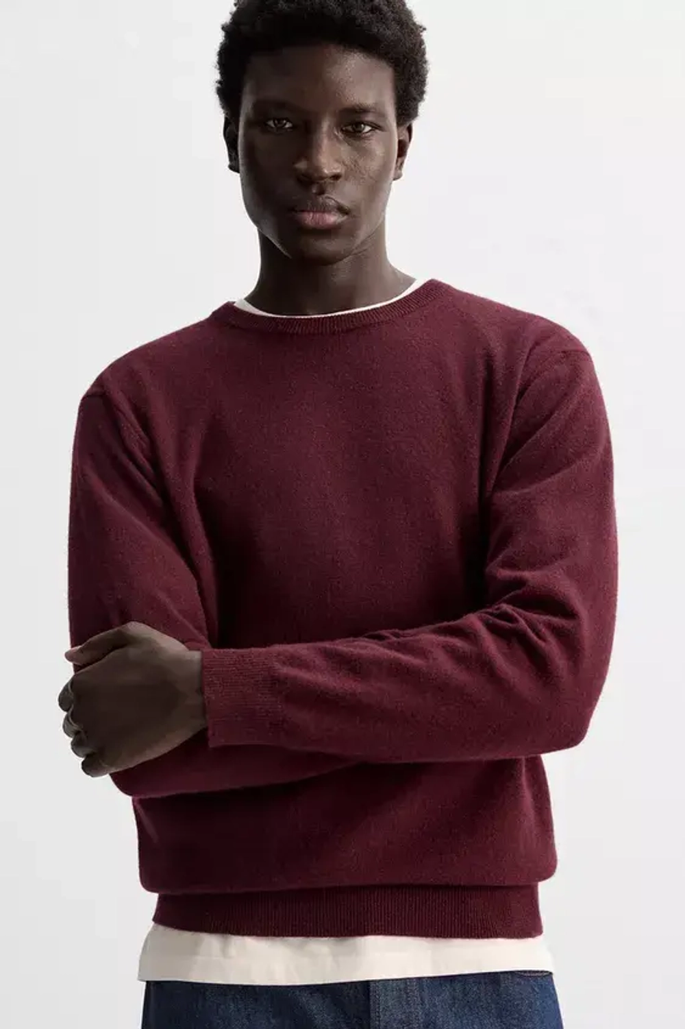 ZARA СВИТЕР ИЗ 100% КАШЕМИРА, БОРДОВЫЙ