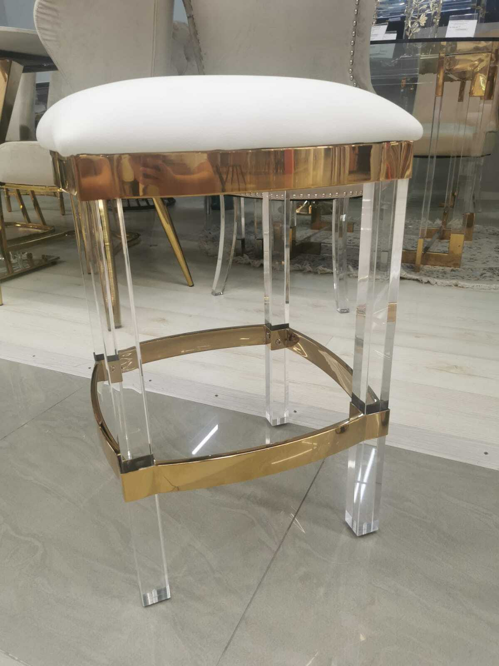 Табурет барный Ist Casa Найс, 40х40х61 см, белый, золото