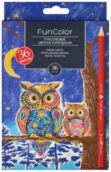 Карандаши цветные пластиковые 36 цветов Bruno Visconti FunColor 30-0083