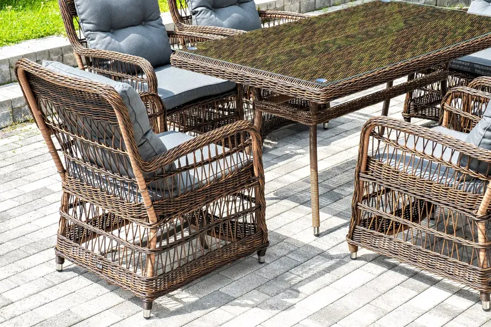 "Цесена" обеденная группа плетеная из искусственного ротанга, цвет коричневый