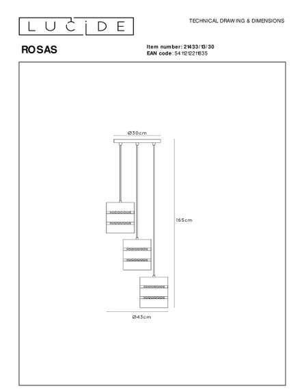 Подвесная люстра Lucide Rosas 21433/13/30