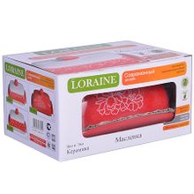 Маслёнка с крышкой Loraine 25831 Красный Узор