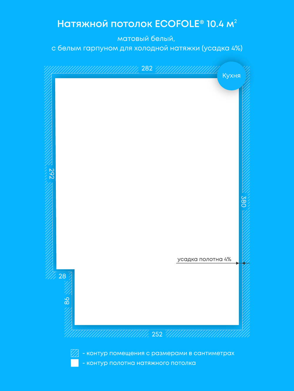 Натяжные потолки: 13.1 м2, 10.4 м2