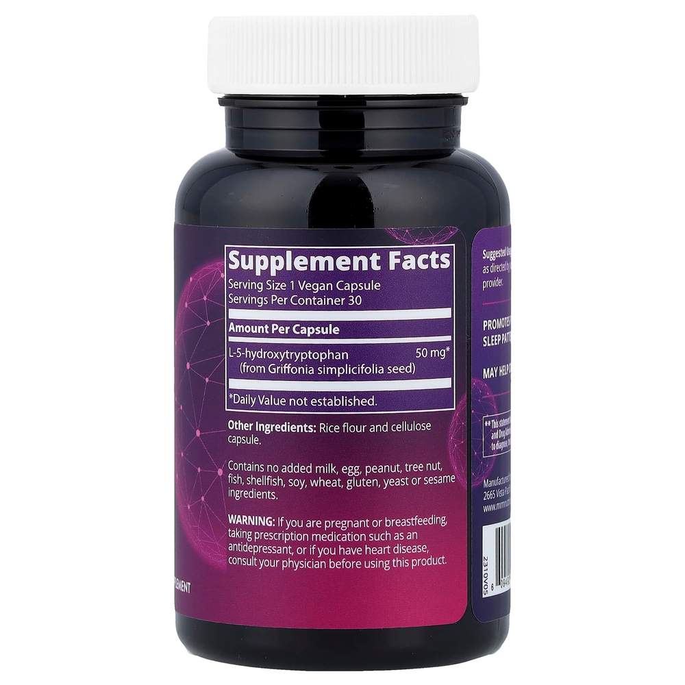 MRM Nutrition, 5-HTP, 50 мг, 30 веганских капсул