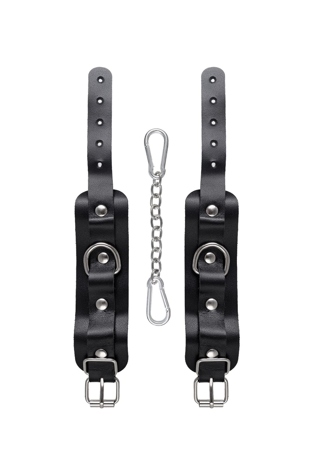Черные кожаные наручники-браслеты со скруглёнными углами