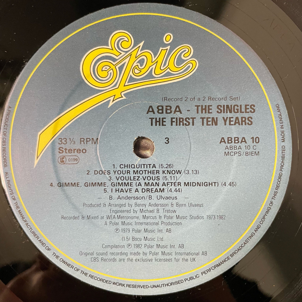 Винтажная виниловая пластинка LP ABBA АББА The Singles (The First Ten Years) (Англия 1982)