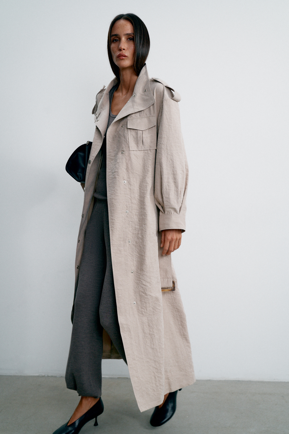 Тренч TEONA длинный, бежевый