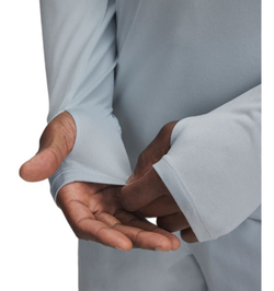 Мужская теннисная футболка с длинным рукавом Under Armour Men's Tech, молния 1/4 - синий гавани/стрим