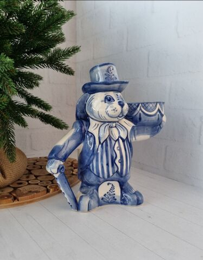 Кролик из Алисы фигурка гжель