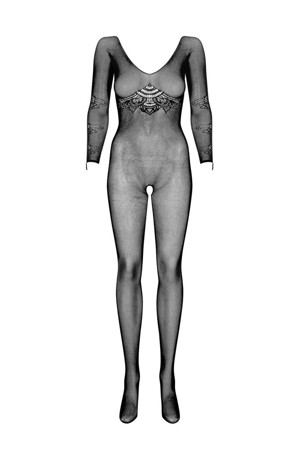 Эффектный сетчатый женский комбинезон с рисунком