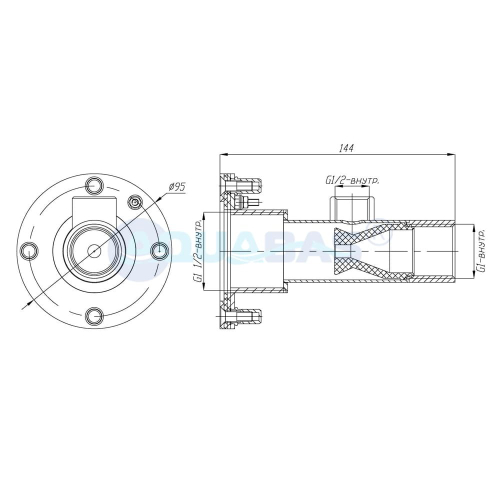 ФГк.07/1 Форсунка гидромассажная короткая 7-12 м3/ч G 1" (внутр.) закладная деталь AISI-316 (Лицевая панель ФП.091.8/1 приобретается отдельно!)