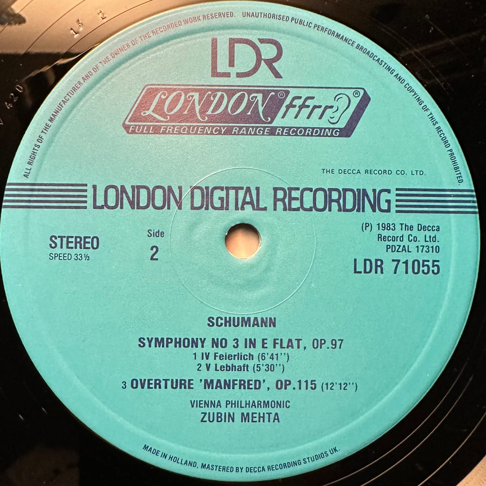 Шуман - Симфония №3 / Манфред Увертюра (Голландия 1983г.)