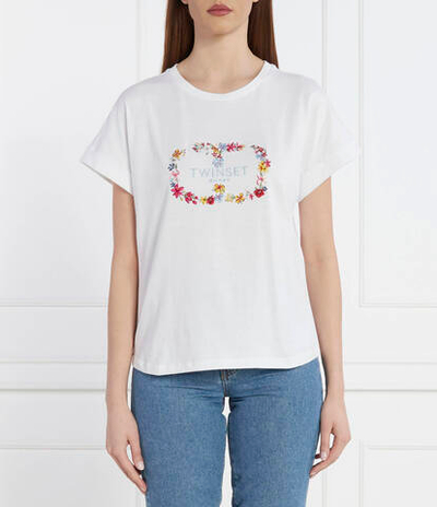 Футболка RICAMO FIORI TWINSET - белый(241TP2214)