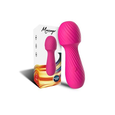 Ярко-розовый мини-вибратор с рельефной поверхностью - 13,6 см. (Цвет: ярко-розовый)