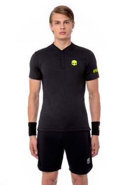 Мужское поло теннисное Hydrogen Tech Serafino Man - black/yellow fluo