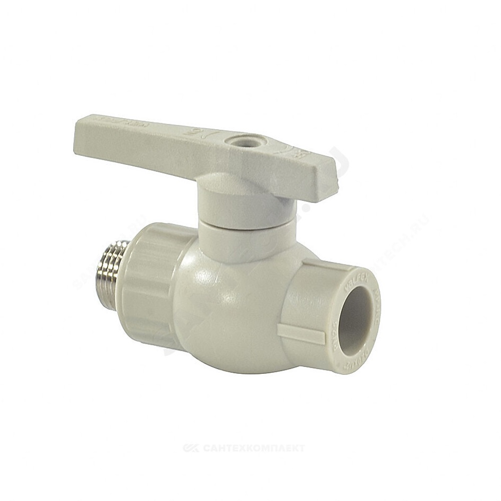 Кран шаровой PP-R серый Дн 25х3/4" НР VALFEX 10144225Г