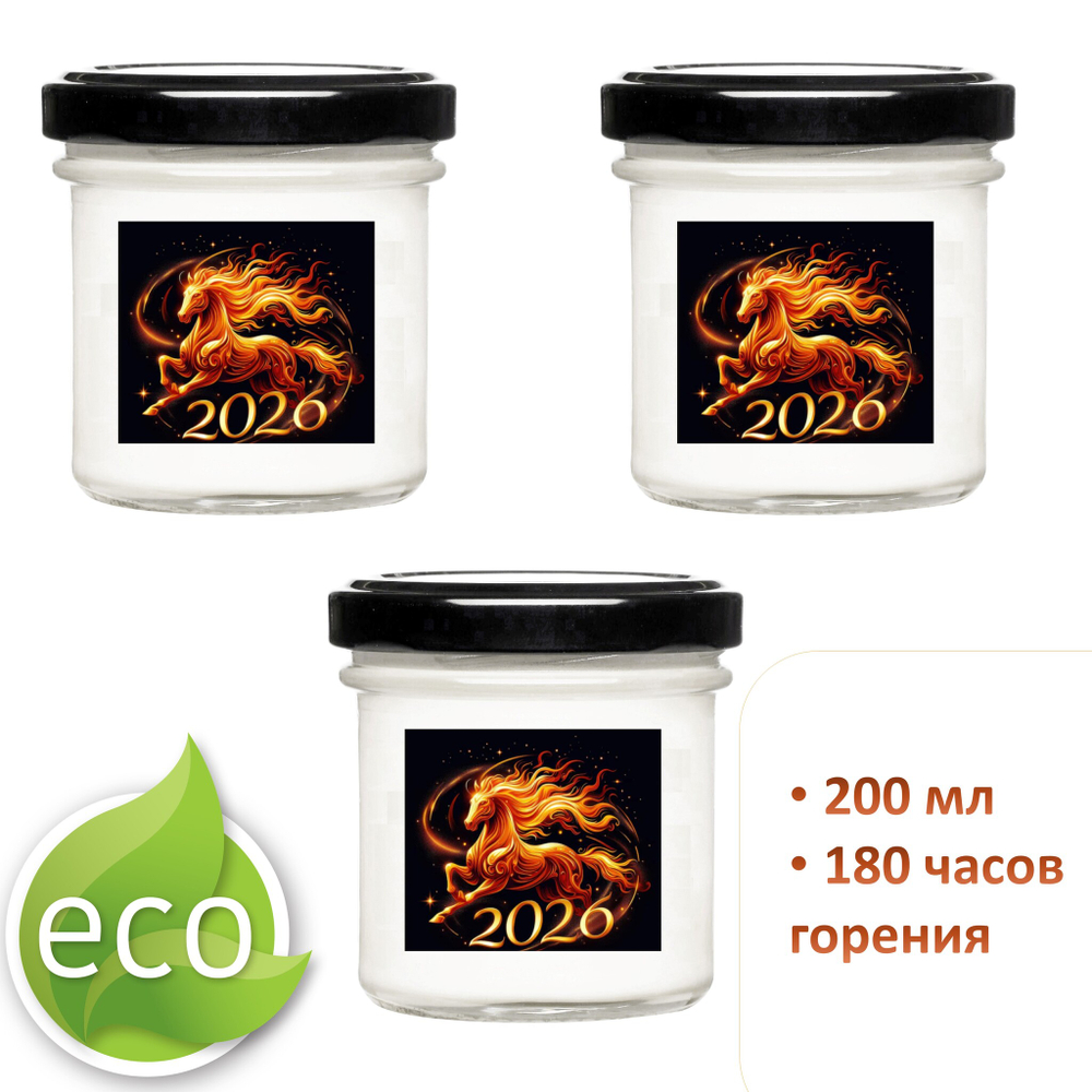 Свеча новогодняя, Огненная лошадь, 200 мл