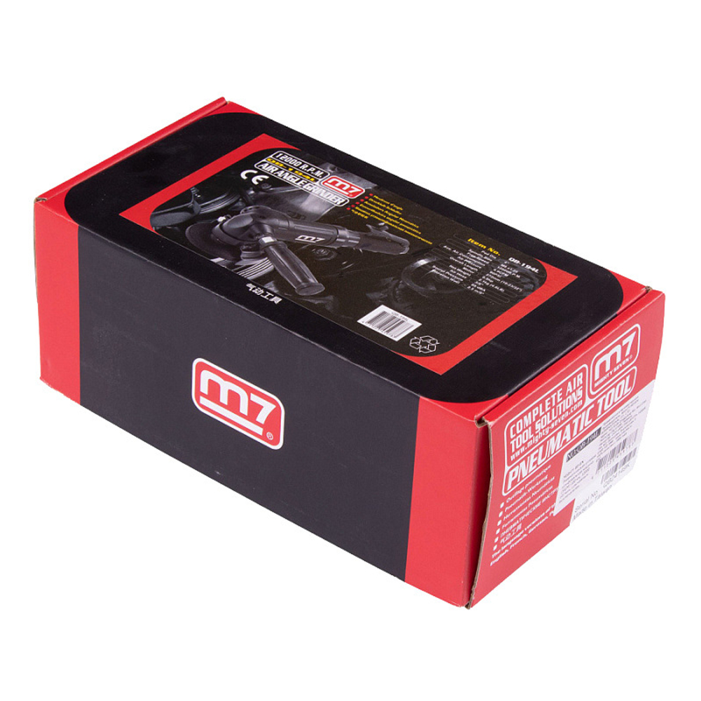 MIGHTY SEVEN (QB-194L) Пневматическая угловая шлифовальная машина (УШМ) 100 мм, 12000 об/мин, с рычажным выключателем