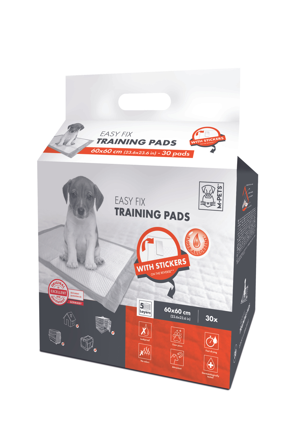 M-PETS EASY Fix Пеленки для щенков (с липкой лентой) впитывающие 45*60 см, 30 шт