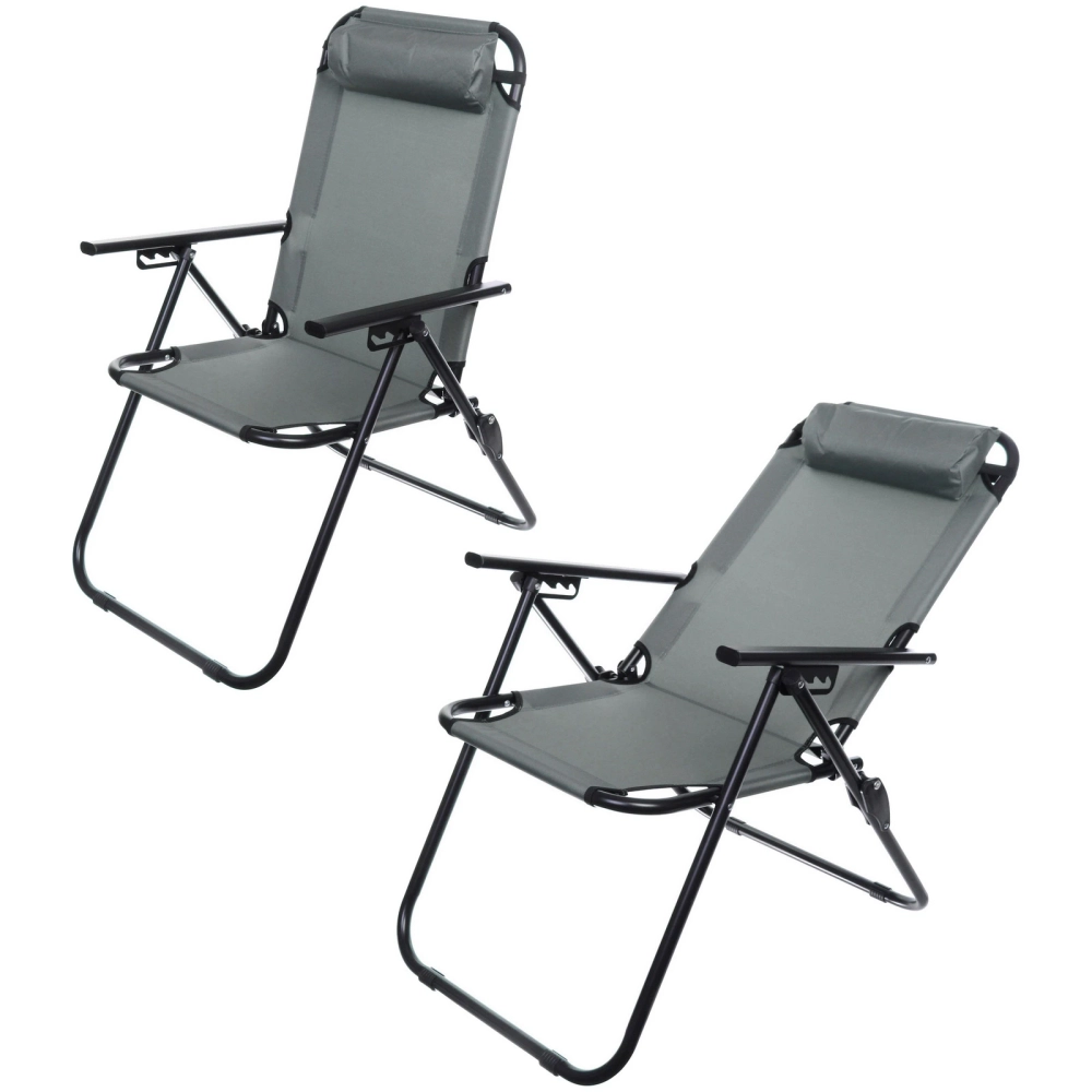 Кресло складное с подлокотниками TFS1608, 54*68*95 см, 3 положения, серый.