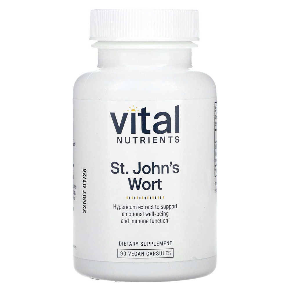 Vital Nutrients, зверобой, 90 веганских капсул (300 мг в 1 капсуле)